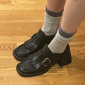 NEW| Vagabond Ansie Fringe Leather Loafer Black EU 39( US Women 9)